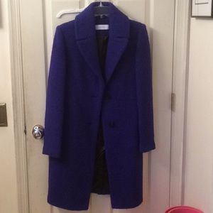 T Tahari royal blue boucle coat